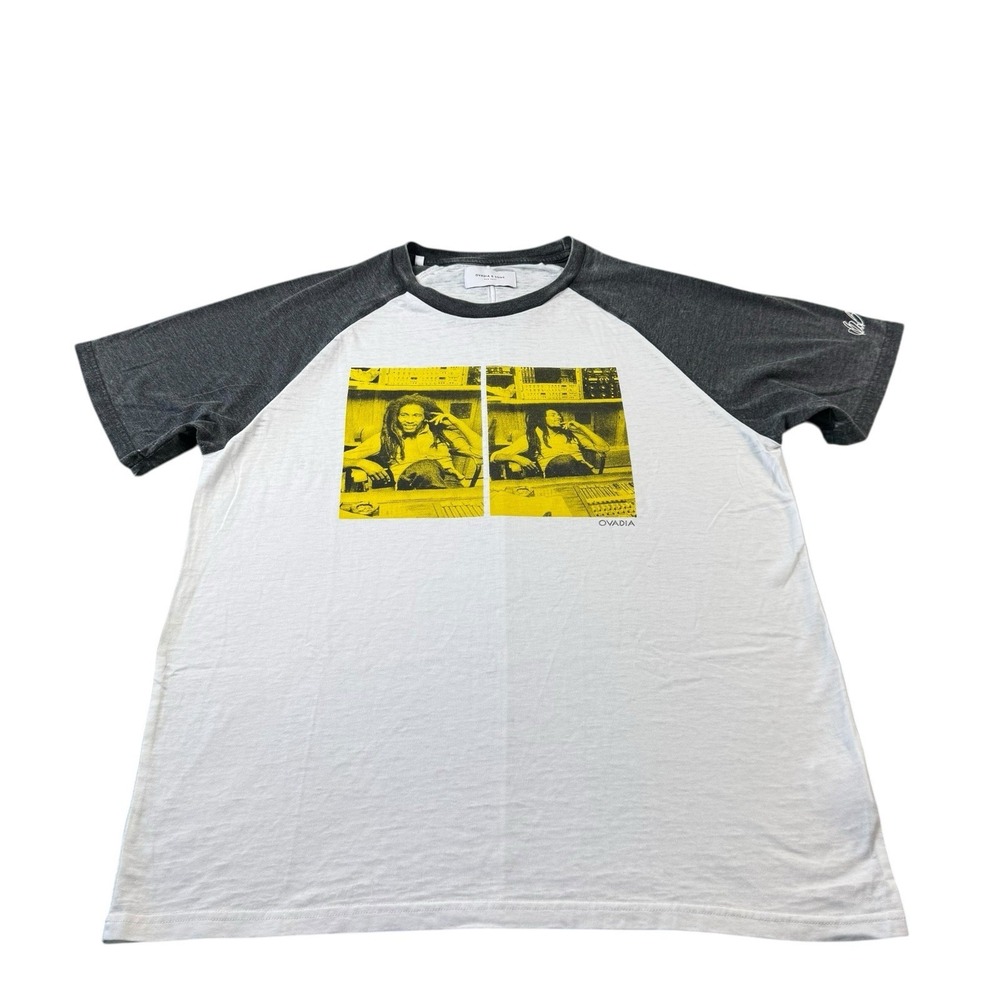 Ovadia & Sons Bob Marley Graphic Raglan T Shirt Mens Large White Grey S19